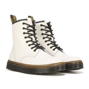 New! Dr. Martens Zavala White Leather Lace Up Platform Combat Boots Unisex 8